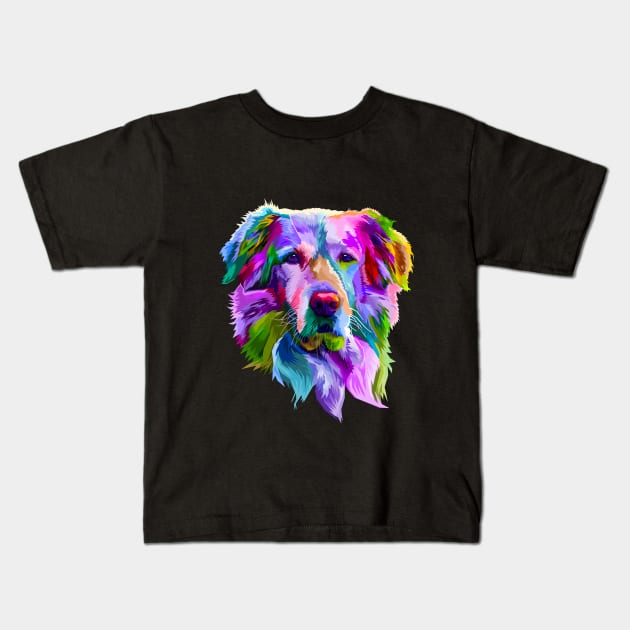 Pet Golden Retriever Art Kids T-Shirt by Darth Noob